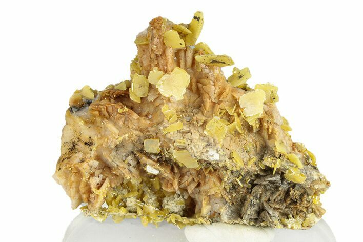 Bright Yellow Wulfenite on Dolomite - Morocco #258070